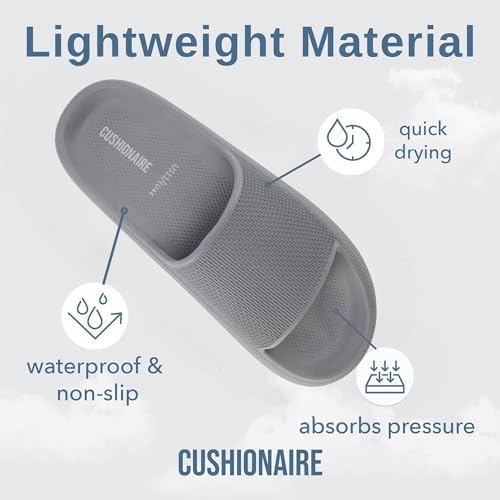 CUSHIONAIRE Feather EVA Mens Sandals – Slip On Recovery Slides Lightweight Water Shoes For Men