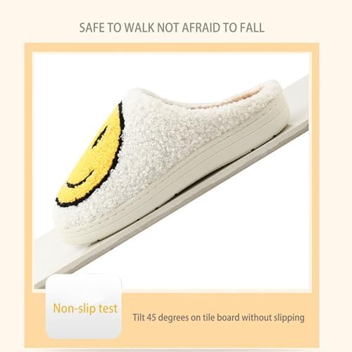 Cute Smile Face Kids' Plush Happy Face Slippers - Non-Slip Warm Indoor/Outdoor