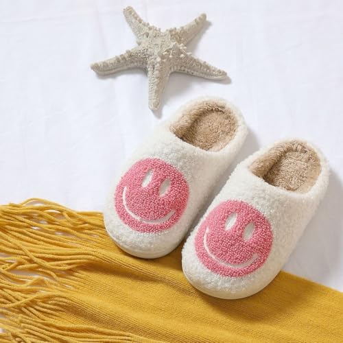 Cute Smile Face Kids' Plush Happy Face Slippers - Non-Slip Warm Indoor/Outdoor
