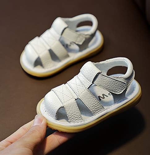 DADAWEN Baby Boys Girls Summer Lightweight Soft Sole Closed-Toe Outdoor Leather Athletic Sandals