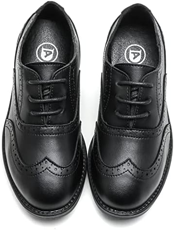 DADAWEN Boy's Classic Leather Lace Up Wingtip Comfort Oxford Shoes School Uniform Wedding Church Dress Shoes (Toddler/Big Kid/Little Kid)
