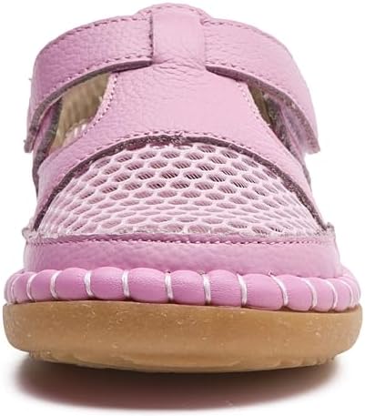 DADAWEN Boy's Girl's Leather Closed Toe Summer Athletic Sandals Baby Toddler Lightweight Non-Slip Soft Sole Outdoor Walking Shoes