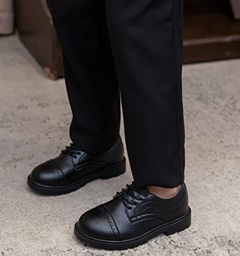 DADAWEN Boys Girls Classic Lace-Up Dress Shoes Oxford Shoes Wedding Church School Uniform Shoes (Toddler/Little Kid/Big Kid)