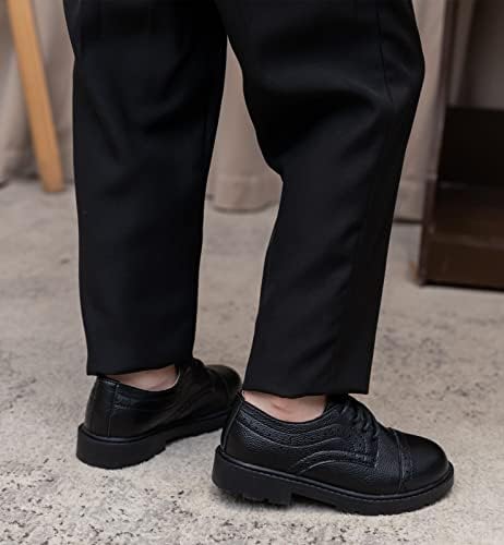 DADAWEN Boys Girls Classic Lace-Up Dress Shoes Oxford Shoes Wedding Church School Uniform Shoes (Toddler/Little Kid/Big Kid)