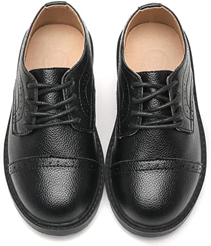 DADAWEN Boys Girls Classic Lace-Up Dress Shoes Oxford Shoes Wedding Church School Uniform Shoes (Toddler/Little Kid/Big Kid)