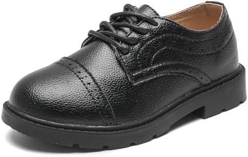 DADAWEN Boys Girls Classic Lace-Up Dress Shoes Oxford Shoes Wedding Church School Uniform Shoes (Toddler/Little Kid/Big Kid)