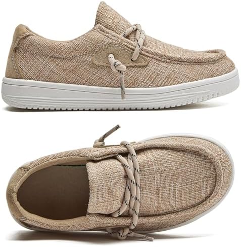 DADAWEN Boys Girls Slip-On Casual Boat Shoes School Dress Shoes Comfortable Lightweight Lace Up Loafers (Toddler/Little Kid/Big Kid)