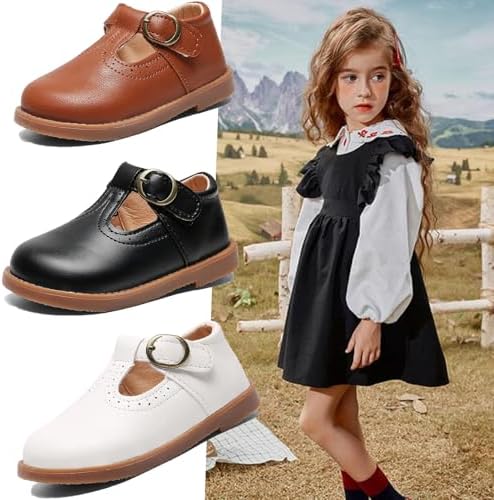 DADAWEN Girl's Classic Mary Jane School Uniform Shoes Flat Dress Shoes
