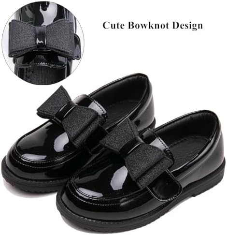 DADAWEN Girl's Loafers Slip On Bowknot Oxford Shoes Flats Round Toe Wedding Church School Uniform Dress Shoes (Toddler/Little Kid/Big Kid)