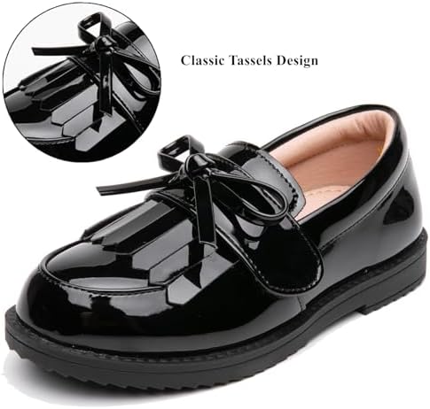 DADAWEN Girl's Loafers Slip On Tassel Oxford Shoes Flats Round Toe School Uniform Dress Shoes (Toddler/Little Kid/Big Kid)