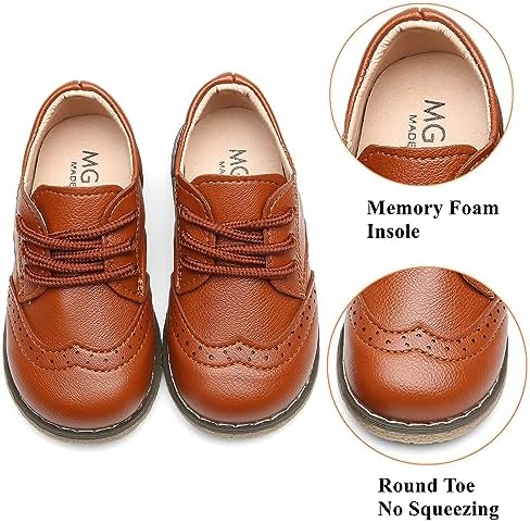 DADAWEN Toddler Boys Girls Dress Shoes Comfort Oxford Shoes Wedding Church Dress Shoes Lace Up School Uniform Loafer Flats (Toddler/Little Kid)