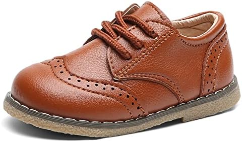 DADAWEN Toddler Boys Girls Dress Shoes Comfort Oxford Shoes Wedding Church Dress Shoes Lace Up School Uniform Loafer Flats (Toddler/Little Kid)
