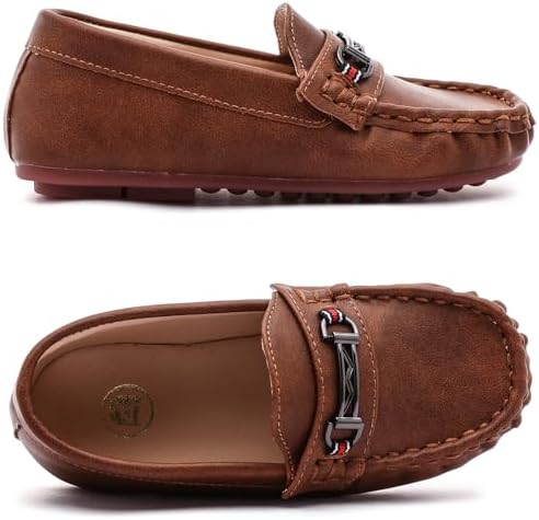 DADAWEN Toddler Little Kid Boys Girls Soft Leather Loafer Casual Moccasin Flats Dress Shoes Penny Slip On Boat Shoes School Wedding Church Loafers