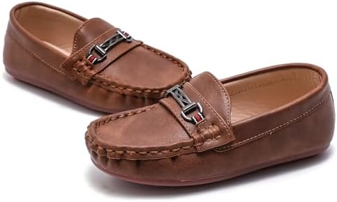 DADAWEN Toddler Little Kid Boys Girls Soft Leather Loafer Casual Moccasin Flats Dress Shoes Penny Slip On Boat Shoes School Wedding Church Loafers