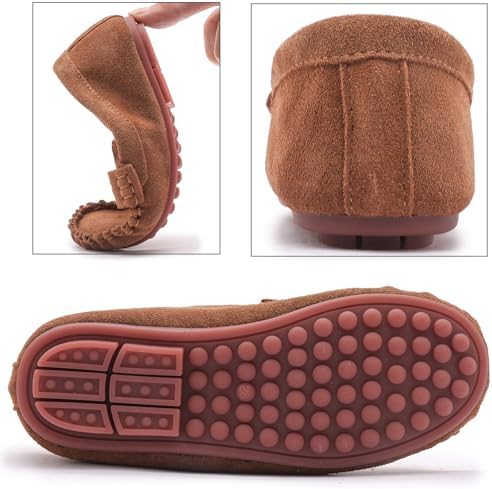 DADAWEN Toddler Little Kid Boys Girls Soft Suede Leather Slip On Loafer Flats Dress Shoes Casual Boat Shoes Wedding Church School Oxford Shoes Loafers