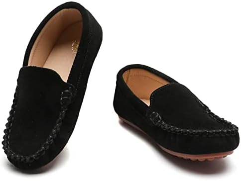 DADAWEN Toddler Little Kid Boys Girls Soft Suede Leather Slip On Flat Boat Dress Shoes Wedding Church Oxford Shoes Loafers