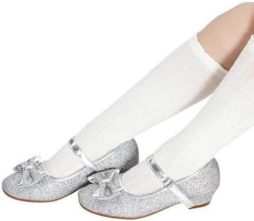 Daydance Kids Toddler Girls Dress Shoes Pumps Low Heels Sparkling Flower Mary Jane Footwear For Party Prom Wedding Birthday
