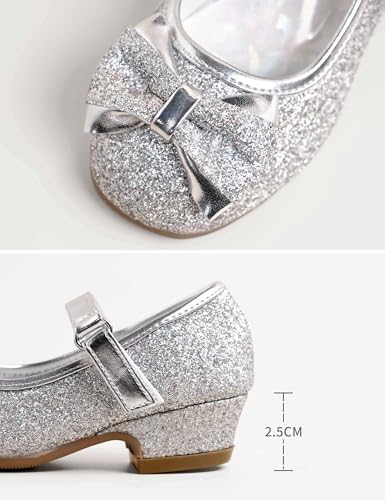 Daydance Kids Toddler Girls Dress Shoes Pumps Low Heels Sparkling Flower Mary Jane Footwear For Party Prom Wedding Birthday