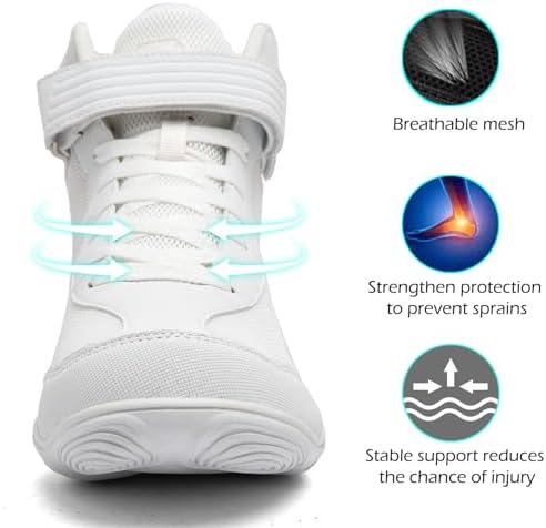 DimaiGlobal Men's Wrestling Shoe Fitness Sneaker Boxing Shoes Zero Drop Sole High Top Fighting Shoes Taekwondo Karate Martial Arts Training Shoes