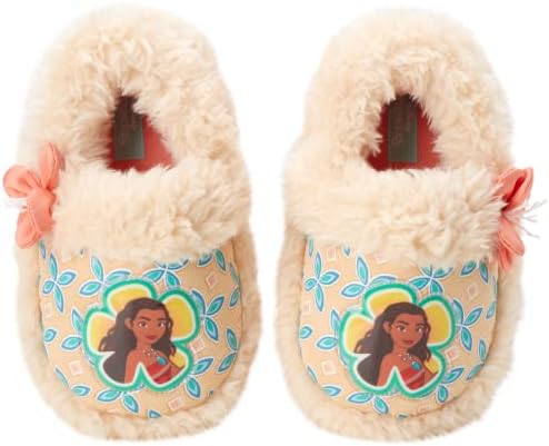 Disney Girls' Moana Slippers - Princess Moana Plush Fuzzy Slippers (Toddler/Little Girl)