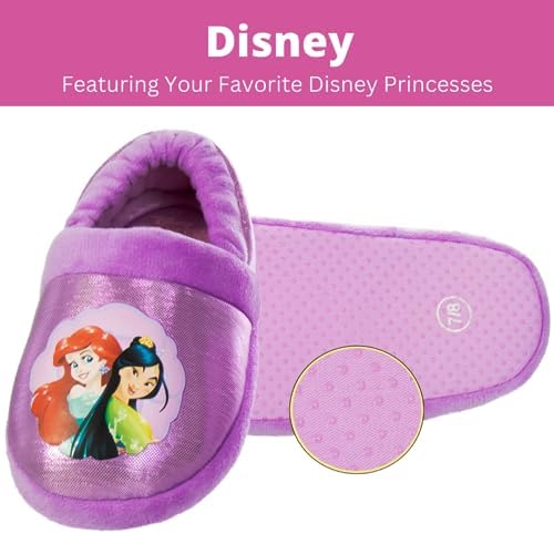 Disney Princesses Encanto Little Mermaid Slippers For Girls - Kids House Shoes Soft Plush Warm Comfy Sandals (Toddler Sizes 5-10 / Little Kid Sizes 11-12)