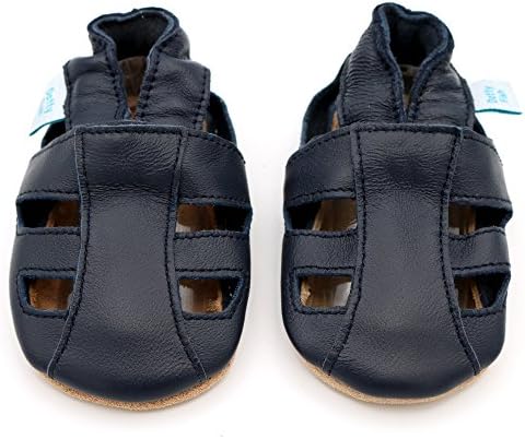 Dotty Fish Infant and Toddler Soft Leather Sandals – Barefoot-Friendly Non-Slip Suede Sole Podiatrist Recommended Breathable Baby-Safe Leather British Brand – Fits 0–4 Years