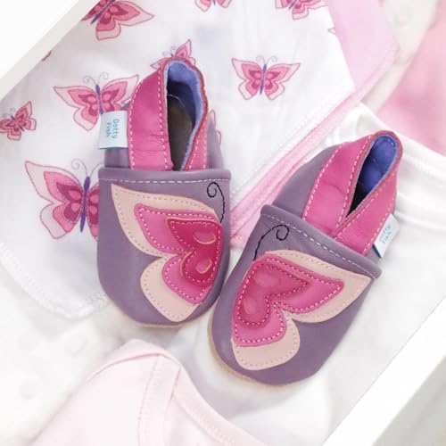 Dotty Fish Unisex Baby & Kids Soft Leather Barefoot Shoes – Boys & Girls Crib Shoes Infant & Toddler Non-Slip Lightweight Flexible Elasticated Ankles Podiatry Approved British Brand– 0-5 Years