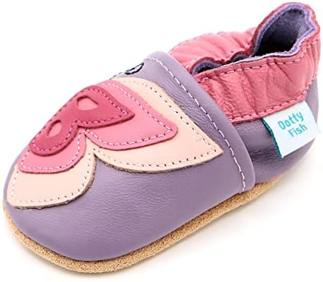 Dotty Fish Unisex Baby & Kids Soft Leather Barefoot Shoes – Boys & Girls Crib Shoes Infant & Toddler Non-Slip Lightweight Flexible Elasticated Ankles Podiatry Approved British Brand– 0-5 Years