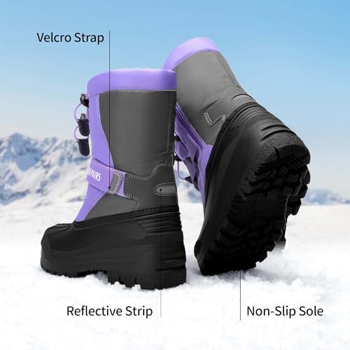 DREAM PAIRS Boys & Girls Mid Calf Water-Resistant Winter Snow Boots For Toddler/Little/Big Kid