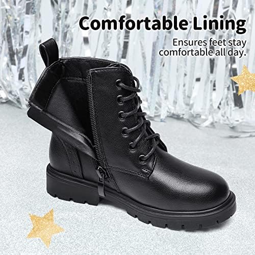 DREAM PAIRS Boys Girls Side Zipper Combat Ankle Boots(Toddler/Little Kid