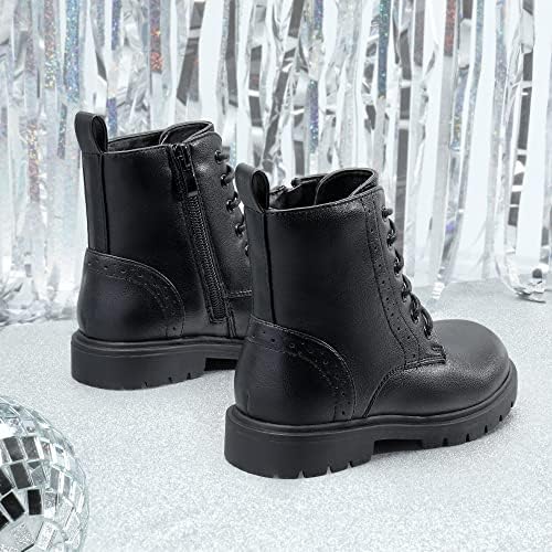 DREAM PAIRS Boys Girls Side Zipper Combat Ankle Boots(Toddler/Little Kid