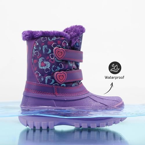 DREAM PAIRS Boys Girls Snow Boots Water-Resistant Outdoor Sport Warm Cozy Anti-Slip Cute Ankle Winter Shoes For Toddler/Little/Big Kid