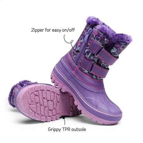 DREAM PAIRS Boys Girls Snow Boots Water-Resistant Outdoor Sport Warm Cozy Anti-Slip Cute Ankle Winter Shoes For Toddler/Little/Big Kid