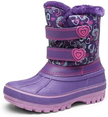 DREAM PAIRS Boys Girls Snow Boots Water-Resistant Outdoor Sport Warm Cozy Anti-Slip Cute Ankle Winter Shoes for Toddler/Little/Big Kid