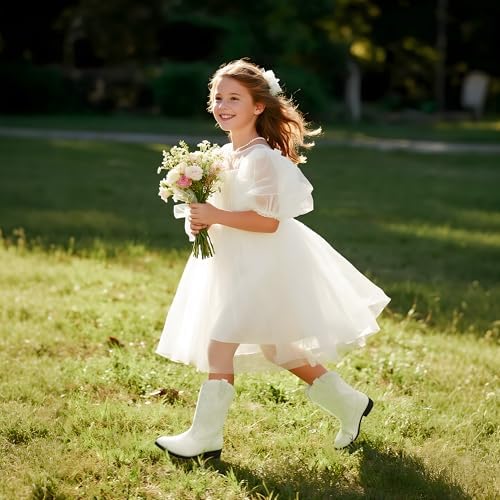 DREAM PAIRS Cowgirl Cowboy Western Boots Girls Mid Calf Riding Shoes Little Kid/Big Kid