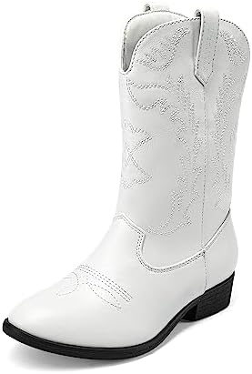 DREAM PAIRS Cowgirl Cowboy Western Boots Girls Mid Calf Riding Shoes Little Kid/Big Kid
