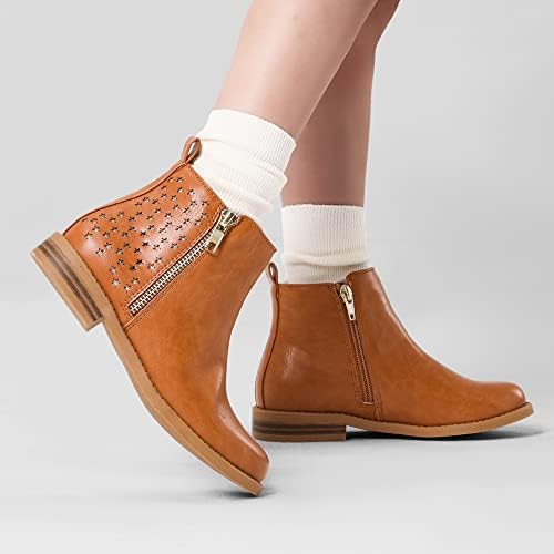 DREAM PAIRS Girls Ankle Boots With Side Zipper Low Heels Toddler/Little Kid/Big Kid