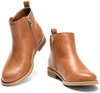 DREAM PAIRS Girls Ankle Boots With Side Zipper Low Heels Toddler/Little Kid/Big Kid