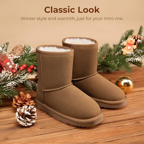 DREAM PAIRS Girls Boys Boots Kids Faux Fur Lined Winter Snow FuzzyClassic Kid's Mid Boot