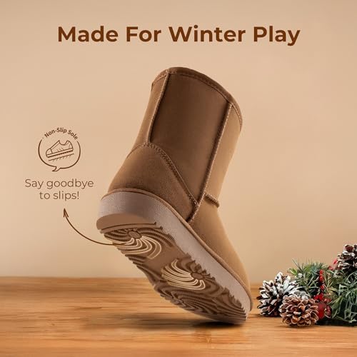 DREAM PAIRS Girls Boys Boots Kids Faux Fur Lined Winter Snow FuzzyClassic Kid's Mid Boot