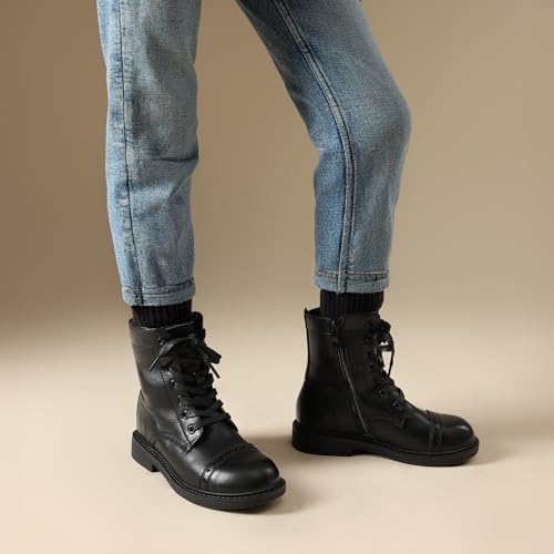 DREAM PAIRS Girls Boys Combat Ankle Boots Side Zipper Shoes With Lace Up For Toddler/Little Kid/Big Kid