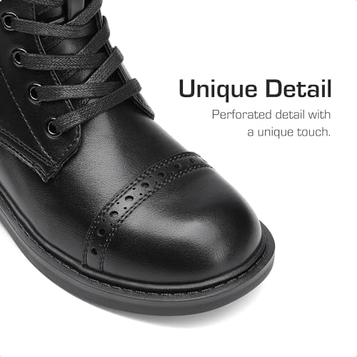 DREAM PAIRS Girls Boys Combat Ankle Boots Side Zipper Shoes With Lace Up For Toddler/Little Kid/Big Kid