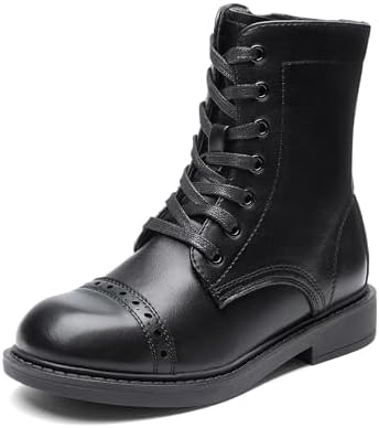 DREAM PAIRS Girls Boys Combat Ankle Boots Side Zipper Shoes with Lace Up for Toddler/Little Kid/Big Kid
