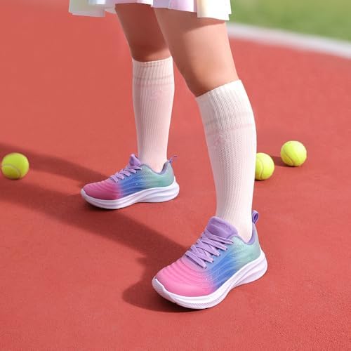 DREAM PAIRS Girls Boys Shoes Kids Lace Up Tennis Sparkle Glitter Athletic Running Sneakers
