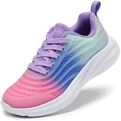 DREAM PAIRS Girls Boys Shoes Kids Lace up Tennis Sparkle Glitter Athletic Running Sneakers