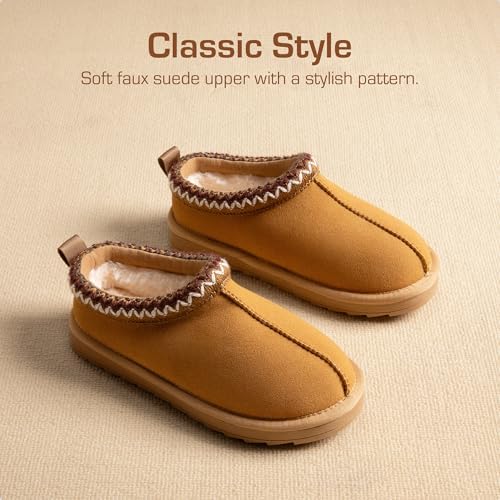 DREAM PAIRS Girls Boys Slippers Kids House Fuzzy Indoor Outdoor FuzzyEasy Kid's Slip-on Slipper For Little Kid Big Kid