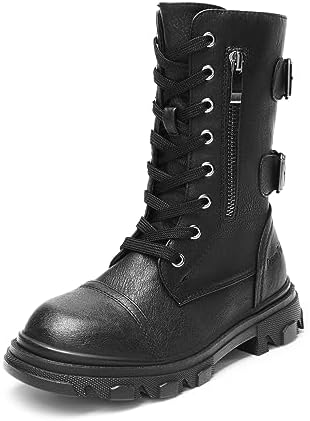 DREAM PAIRS Girls Combat Boots Side Zipper Ankle Booties Toddler/Little Kid/Big Kid