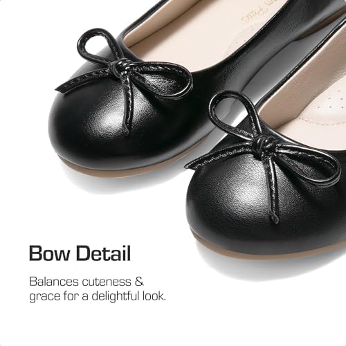 DREAM PAIRS Girls Dress Shoes Ballet Flats Slip-on Fashion Bow Flower Girl Shoes For Wedding School Party Birthday