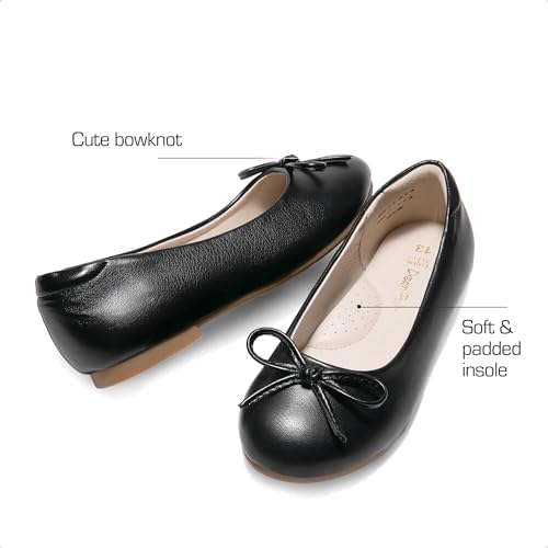 DREAM PAIRS Girls Dress Shoes Ballet Flats Slip-on Fashion Bow Flower Girl Shoes For Wedding School Party Birthday