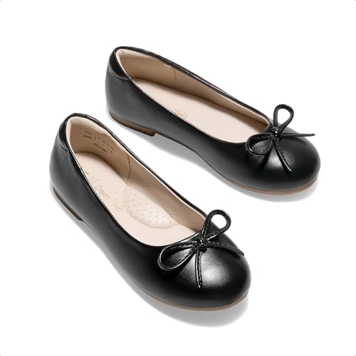 DREAM PAIRS Girls Dress Shoes Ballet Flats Slip-on Fashion Bow Flower Girl Shoes For Wedding School Party Birthday